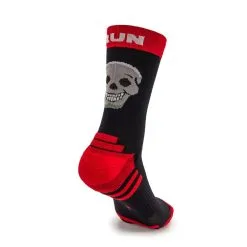 CALCETINES DE RUNNING #PARTYRUN Unisex - KAMUABU Color NEGRO/ROJO De 23CM