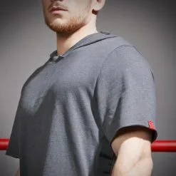 Camiseta De Boxeo Manga Corta Con Capucha Outshock 100 Gris -tienda de material de boxeo camiseta de boxeo manga corta con capucha outshock 100 gris 2
