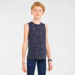 KUPIMA Camiseta Sin Mangas Running Sin Costuras Niños - KIPRUN CARE Marino Naranja -tienda de material de boxeo camiseta sin mangas running sin costuras nios kiprun care marino naranja 1