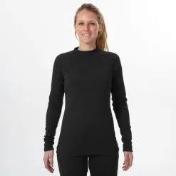 Camiseta Térmica Interior De Esquí Y Nieve Mujer Wedze Ski BL100 Negro
