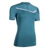EVADICT Camiseta Trail Running Mujer Azul Manga Corta Cremallera