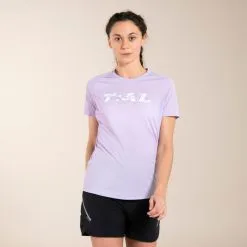 EVADICT CAMISETA TRAIL RUNNING MUJER LILA ESTAMPADO MANGA CORTA -tienda de material de boxeo camiseta trail running mujer lila estampado manga corta 4
