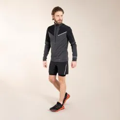 EVADICT Camiseta Trail Running Softshell Manga Larga Hombre Negro Gris -tienda de material de boxeo camiseta trail running softshell manga larga hombre negro gris 3