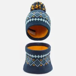 WEDZE Gorro Y Braga De Cuello De Bebé Esquí / Trineo De Lunares Azul Marino Y Rosa -tienda de material de boxeo gorro y braga de cuello de bebe esqui trineo de lunares azul y naranja