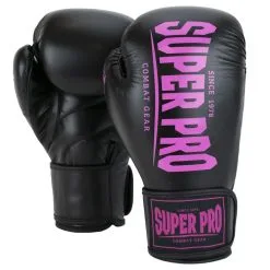 Super Pro Combat Gear Guantes De Boxeo - Champ - En Blanco Y Negro -tienda de material de boxeo guantes de boxeo champ negrorosa