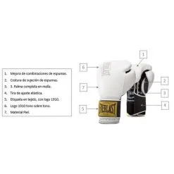 Guantes De Entrenamiento EVERLAST 1910 Classic Blanco -tienda de material de boxeo guantes de entrenamiento everlast 1910 classic blanco 2