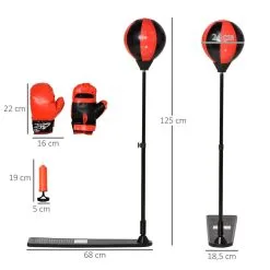 Saco De Boxeo Niños Altura Ajustable HOMCOM 68x18.5x125 Cm Multicolor -tienda de material de boxeo saco de boxeo nios altura ajustable homcom 68x185x125 cm multicolor 2